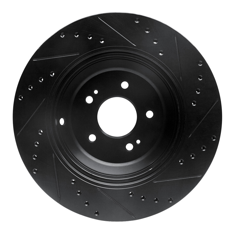 Genesis G90 Brake Rotor (1) - Rear Left - R1 Concepts - Drilled & Slotted - Black - `17-`19